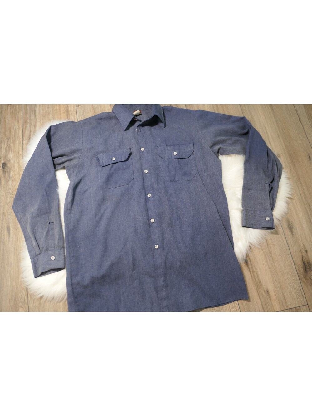 BIG BEN Wrangler Work Utility Shirt Size Large Long Blue Vintage - USA MADE